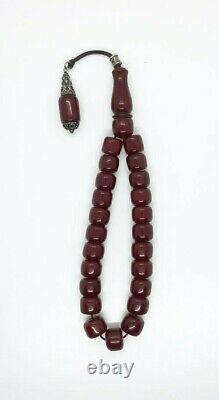 Antique Faturan Cherry Amber Bakelite Prayer Beads Tespih Damari 70.8 Grams
