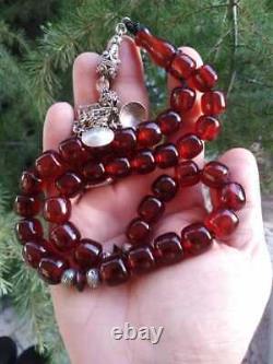 Antique Faturan Red transparent Cherry Amber Bakelite Genuine Germany beads