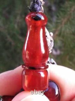 Antique Faturan Red transparent Cherry Amber Bakelite Genuine Germany beads