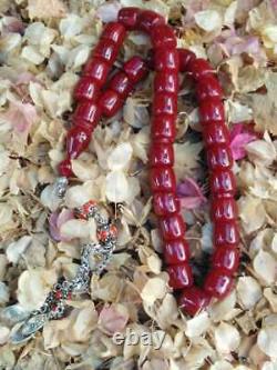 Antique Faturan Red veins Cherry Amber Bakelite Genuine Germany Prayer Beads
