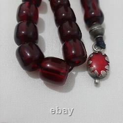 Antique Faturan cherry amber bakelite Prayer beads 70 gr