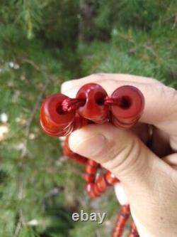 Antique Faturan veins Bakelite Amber Cherry Genuine Prayer 99 Beads