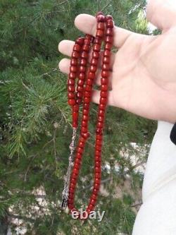 Antique Faturan veins Bakelite Amber Cherry Genuine Prayer 99 Beads