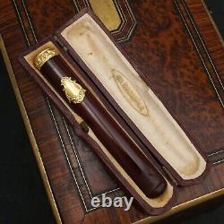 Antique French 18K Gold Cherry Amber Cigarette Cheroot Holder Etui Case