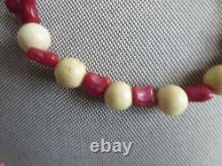 Antique Genuine Red Coral Beads 14k Necklace