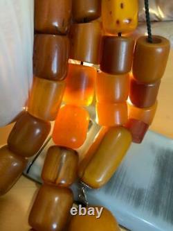 Antique German Cherry Amber vines damari Faturan Bakelite big Prayer beads 245 g