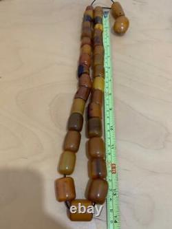 Antique German Cherry Amber vines damari Faturan Bakelite big Prayer beads 245 g