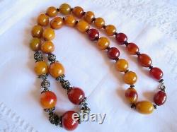 Antique German Faturan Bakelite damari Prayer beads Necklace 209.3g 34 Amber