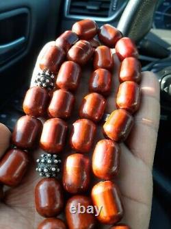 Antique German Faturan Bakelite misky veins Prayer beads necklace 160 gra