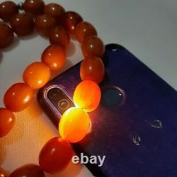 Antique German Faturan Bakelite misky veins cherry amber Prayer beads 110gra