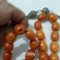 Antique German Faturan Bakelite misky veins cherry amber Prayer beads 85gra