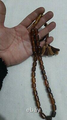 Antique German Faturan Bakelite misky veins damari Prayer beads necklace