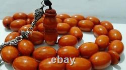 Antique German Faturan Bakelite misky veins damari Prayer beads necklace 168 gra