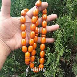 Antique German Faturan Bakelite misky veins damari Prayer beads necklace 168 gra