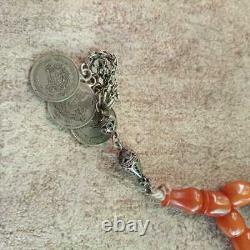 Antique German Faturan Bakelite misky veins damari Prayer beads necklace 77 gra