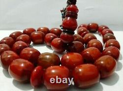 Antique German Faturan Bakelite veins damari Prayer beads necklace 124 gram
