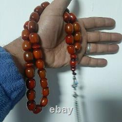 Antique German Faturan Bakelite veins damari Prayer beads necklace 124 gram