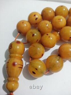 Antique German Faturan Bakelite veins damari Prayer beads necklace 80 gram