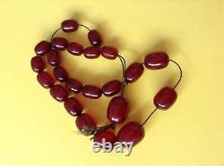 Antique German Faturan Cherry Amber Bakelite Beads Rosary From Necklace RARE