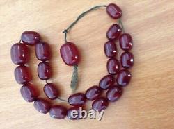 Antique German Faturan Cherry Amber Bakelite Beads Rosary From Necklace RARE