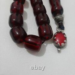 Antique German genuine Faturan cherry amber bakelite Prayer beads 70 gr