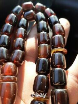 Antique German genuine Faturan cherry amber bakelite Prayer beads 80 gr