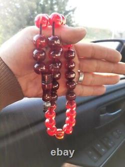 Antique German genuine Faturan cherry amber bakelite Prayer beads 85 gr