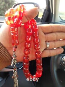 Antique German genuine Faturan cherry amber bakelite Prayer beads 86gr