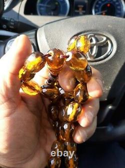 Antique German genuine Faturan cherry amber bakelite Prayer beads 95 gr