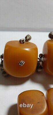 Antique German misky Bakelite cherry amber faturan cube BEADS 88 Gram