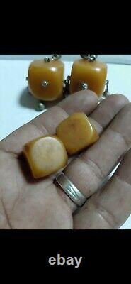 Antique German misky Bakelite cherry amber faturan cube BEADS 88 Gram