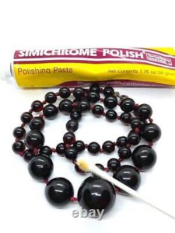 Antique Graduated Swirl Cherry Amber Bakelite Bead Necklace 30.9 grams 21