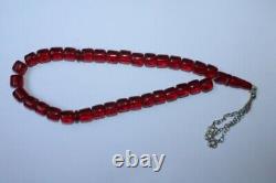 Antique Handmade Rosary German Genuine Cherry Amber Bakelite 61 gr