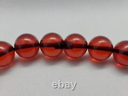 Antique Honey Cherry Amber Bakelite Bead Choker Necklace Barrel Clasp 14.5 58g