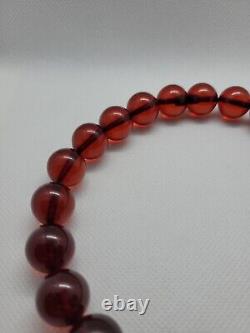 Antique Honey Cherry Amber Bakelite Bead Choker Necklace Barrel Clasp 14.5 58g