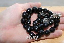 Antique Islamic Prayer German Black Red Cherry Faturan Amber Rosary 33 Bead 71gr