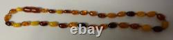 Antique Knotted Cherry Butterscotch Egg Yolk Natural Baltic Amber Child Necklace