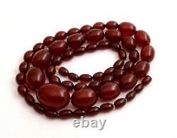 Antique Marbled Cherry Amber Bakelite Beads Necklace 69g