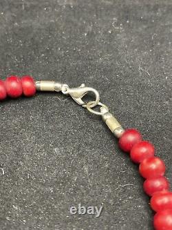 Antique Mediterranean red coral 24 Necklace Cherry Amber Bakelite Barrel Beads