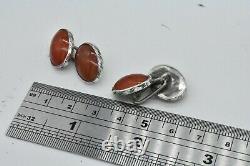 Antique Men's Sterling Silver cufflinks Red Amber Art Deco Peaky Blinders #R673