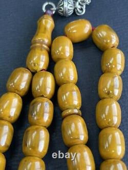 Antique Miscky Butter scotch Cherry Amber bakelite islamic prayer 33 beads 35G R