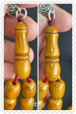 Antique Miscky Butter scotch Cherry Amber bakelite islamic prayer 33 beads 35G R