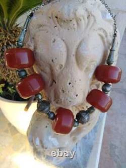 Antique Miscky Garmany necklace Cherry Amber Bakelite Genuine RARE Beads big