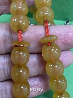 Antique Miscky Grapes Color damari Cherry Amber bakelite islamic 33 beads R2