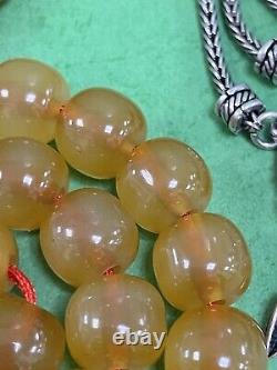 Antique Miscky Grapes Color damari Cherry Amber bakelite islamic 33 beads R2