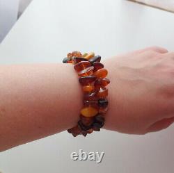 Antique Natural Amber Cherry Butterscotch Egg Yolk Wired Bracelet Any Size 19gr