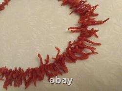 Antique Natural Salmon Red Coral Branch Necklace RARE