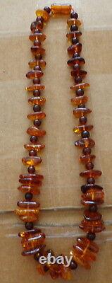 Antique Natural cognac & round cherry Baltic Amber Beads Necklace #30s