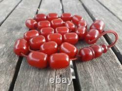Antique Old Bakelite Faturan Cherry Amber Tesbih Misbaha Prayer Veins Beads 70gr