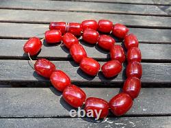 Antique Old Bakelite Faturan Cherry Amber Tesbih Misbaha Prayer Veins Beads 99gr